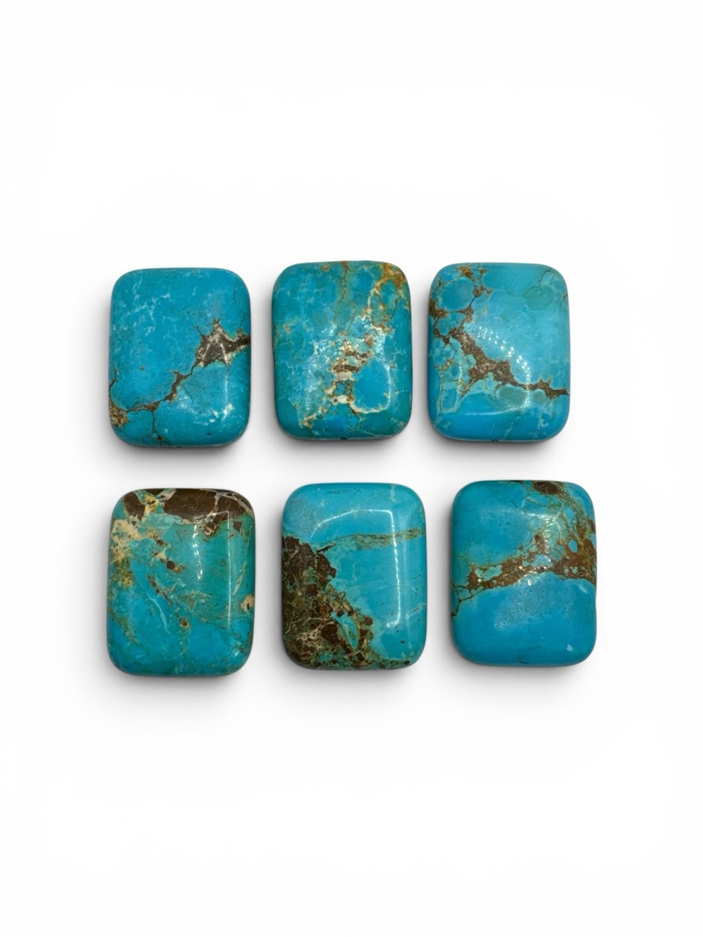 Vintage Natural Lone Mountain Turquoise Cabochon Drilled Beads 1 3/4” x 1 1/2”